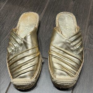 JIMMY CHOO Gold Espadrille Mule 37